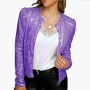 sexy plus-size slight stretch fashion sequins short small jacket_Black_Pink_Red_Magenta_Dark Green_Purple