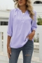 casual plus size non-stretch chiffon jacquard three-quarter sleeve blouse_Black_White_Pink_Dark Green_Sky Blue_Light Purple