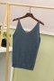 sexy slight stretch knitting sling thin silver line vest_Black_White_Gray_Dark Gray