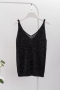 sexy slight stretch knitting sling thin silver line vest_Black