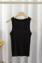 sexy slight stretch ribbed knit slim vest_Black