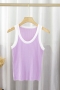 sexy slight stretch ribbed knit color contrast slim vest_Black_White_Gray_Light Purple