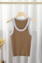 sexy slight stretch ribbed knit color contrast slim vest_Black_White_Gray_Light Purple_Khaki