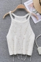 stylish solid color stretch knitted pearl tassel sleeveless slim all-match vest_Black_White