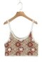 exquisite slight stretch knitted beaded crop vest size run small_Dark Green_Blue_Brown
