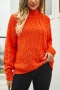 casual slight stretch twist knitted 4 colors orange all-match sweater_Black_White_Orange