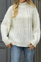 casual slight stretch twist knitted 4 colors orange all-match sweater_Black_White