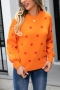 casual slight stretch polka dot knitted 6 colors all-match sweater_Black_White_Gray_Red_Magenta_Orange
