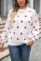 casual slight stretch polka dot knitted 6 colors all-match sweater_Black_White