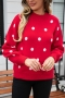 casual slight stretch polka dot knitted 6 colors all-match sweater_Black_White_Gray_Red