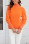 casual slight stretch fuzzy knitted 6 colors orange high-neck all-match sweater_Black_White_Pink_Orange