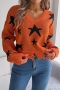 stylish slight stretch pentagram graphic knitted raw hem all-match sweater_Gray_Orange