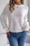casual slight stretch knitted 3 colors crew-neck sweater_White