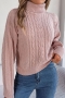 casual slight stretch twist knitted 3 colors turtleneck all-match sweater_Gray_Pink