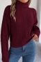 casual slight stretch twist knitted 3 colors turtleneck all-match sweater_Gray_Pink_Rose Red