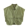 sexy non-stretch solid color 5-colors single-breasted crop shirt_White_Light Green_Dark Green