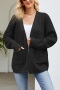 casual plus size slight stretch knitted 3 colors all-match cardigan sweater_Black