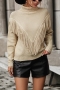 stylish slight stretch knitted 4 colors turtleneck tassel sweater(only top)_Black_Gray_Beige