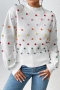 stylish slight stretch 5 colors fur-ball decor all-match sweater_Black_White