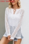 sexy slight stretch knitted 3 colors long sleeve all-match sweater(only sweater)_White