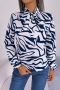 stylish non-stretch chiffon contrast color stripe printing blouse_Black_Green_Dark Blue