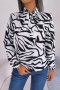stylish non-stretch chiffon contrast color stripe printing blouse_Black