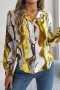 stylish non-stretch batch printing 5 colors suit collar long sleeve blouse_Red_Yellow