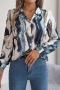 stylish non-stretch batch printing 5 colors suit collar long sleeve blouse_Red_Yellow_Green_Haze Blue