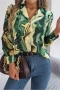 stylish non-stretch batch printing 5 colors suit collar long sleeve blouse_Red_Yellow_Green
