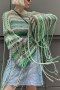 sexy non-stretch beach rainbow tassel loose sweater_Black_Orange_Green