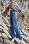 sexy non-stretch beach rainbow tassel loose sweater_Black_Orange_Green_Multicolor