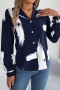 stylish non-stretch batch printing 3 colors suit collar all-match blouse_Rose Red_Dark Blue