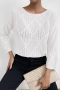 exquisite slight stretch ribbed knit solid color cutout sweater_Black_White