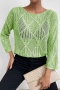 exquisite slight stretch ribbed knit solid color cutout sweater_Black_White_Pink_Green