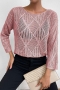 exquisite slight stretch ribbed knit solid color cutout sweater_Black_White_Pink