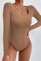 stylish plus size slight stretch 5 colors square-neck all-match bodysuit_Black_White_Gray_Blue_Khaki