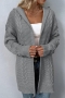 casual slight stretch twist knitted hooded cardigan sweater(only sweater)_Gray