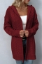 casual slight stretch twist knitted hooded cardigan sweater(only sweater)_Gray_Rose Red