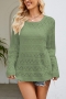exquisite slight stretch cut out knitted all-match thin sweater(only sweater)_White_Green