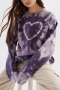 stylish non-stretch 6-colors tie-dye print heart loose sweatshirts_Magenta_Green_Dark Green_Haze Blue_Light Purple