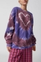 stylish non-stretch 6-colors tie-dye print heart loose sweatshirts_Magenta_Green_Dark Green_Haze Blue_Light Purple_Purple