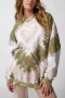 stylish non-stretch 6-colors tie-dye print heart loose sweatshirts_Magenta_Green_Dark Green