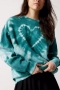 stylish non-stretch 6-colors tie-dye print heart loose sweatshirts_Magenta_Green