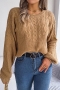 casual slight stretch twist knitted 3 colors all-match sweater_White_Sky Blue_Khaki