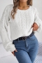 casual slight stretch twist knitted 3 colors all-match sweater_White