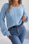 casual slight stretch twist knitted 3 colors all-match sweater_White_Sky Blue