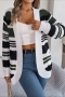 casual slight stretch stripe knitted 3 colors cardigan sweater(only cardigan)_Gray_Dark Green