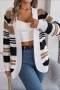 casual slight stretch stripe knitted 3 colors cardigan sweater(only cardigan)_Gray_Dark Green_Khaki