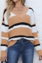 casual slight stretch stripe knitted 7 colors v-neck all-match sweater_Gray_Orange_Aqua Green_Green_Sky Blue_Khaki
