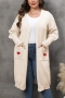 casual plus size slight stretch heart knitted 8 colors long cardigan sweater_Black_White_Gray_Rose Red_Dark Green_Dark Blue_Beige